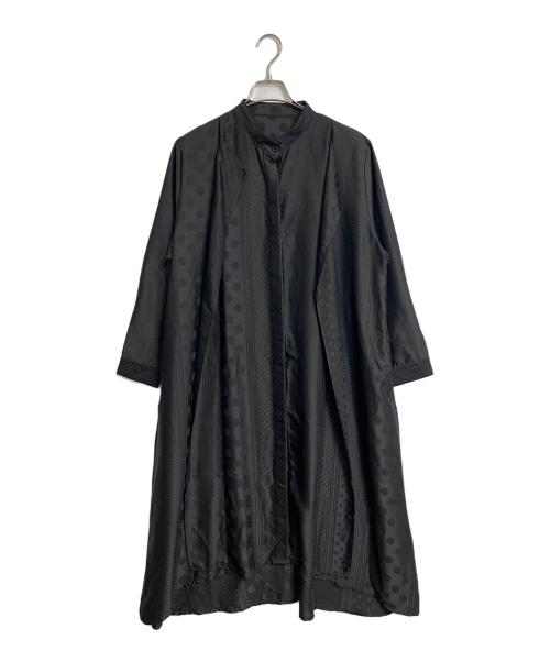 ear PAPILLONNER（イアパピヨネ）ear PAPILLONNER (イアパピヨネ) マルチドットワンピース　長袖ワンピース　ロングワンピース　ロングドレス　デザインワンピース ブラック サイズ:FREEの古着・服飾アイテム