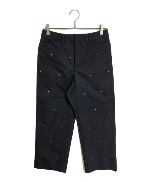 49AV junko shimada（フォーティーナインアベニュージュンコシマダ）49AV junko shimada (フォーティーナインアベニュージュンコシマダ) スタッズ付きクロップド丈グログランパンツ  ブラック サイズ:38の古着・服飾アイテム