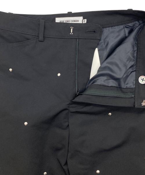 49AV junko shimada（フォーティーナインアベニュージュンコシマダ）49AV junko shimada (フォーティーナインアベニュージュンコシマダ) スタッズ付きクロップド丈グログランパンツ  ブラック サイズ:38の古着・服飾アイテム