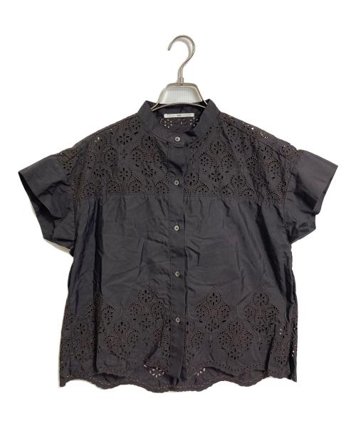 ticca（ティッカ）TICCA (ティッカ) レースフレンチシャツ　フレンチスリーブシャツ　日本製 ブラウン サイズ:FREEの古着・服飾アイテム