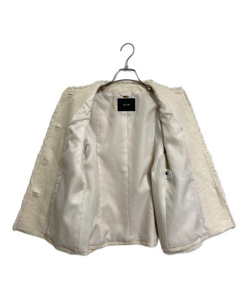 allureville（アルアバイル）allureville (アルアバイル) スラブツイードクルーショートコート ノーカラーツイードジャケット　アウター　ライトアウター　オフィスカジュアル　セレモニー　日本製 アイボリー サイズ:1の古着・服飾アイテム