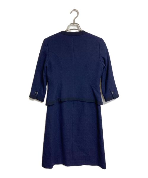 courreges（クレージュ）courreges (クレージュ) ジャケットセットワンピース　セットアップ　ジャケット　ワンピース　セレモニー　日本製 ネイビー サイズ:38の古着・服飾アイテム