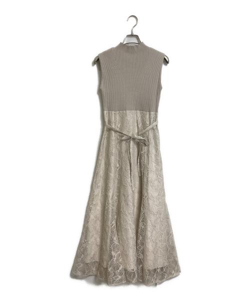 Mystrada（マイストラーダ）Mystrada (マイストラーダ) ノースリレースドッキングワンピース　ロングワンピース　ロングドレス　セレモニー ベージュ サイズ:38 未使用品の古着・服飾アイテム