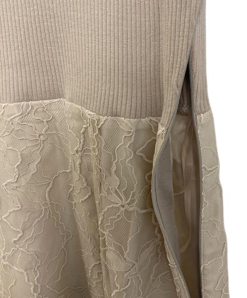 Mystrada（マイストラーダ）Mystrada (マイストラーダ) ノースリレースドッキングワンピース　ロングワンピース　ロングドレス　セレモニー ベージュ サイズ:38 未使用品の古着・服飾アイテム