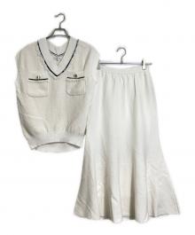 Mystrada（マイストラーダ）の古着「ツイードニットセットアップ」｜ホワイト