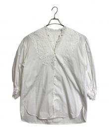 Mystrada（マイストラーダ）の古着「カットワークブラウス　長袖ブラウス　レースブラウス」｜ホワイト