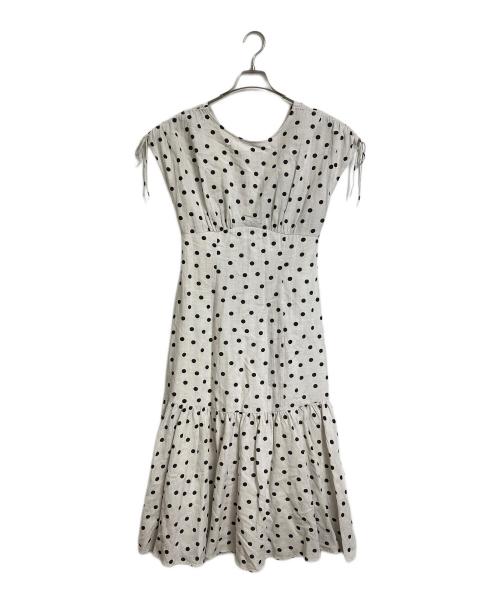Mystrada（マイストラーダ）Mystrada (マイストラーダ) ドットワンピース　ロングワンピース　レーヨンリネンワンピース　ロングドレス アイボリー サイズ:38の古着・服飾アイテム