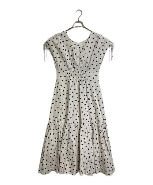 Mystrada（マイストラーダ）Mystrada (マイストラーダ) ドットワンピース　ロングワンピース　レーヨンリネンワンピース　ロングドレス アイボリー サイズ:38の古着・服飾アイテム