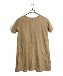 nest Robe（ネストローブ）の古着「リネンワンピース　半袖ワンピース　麻　日本製」｜ベージュ