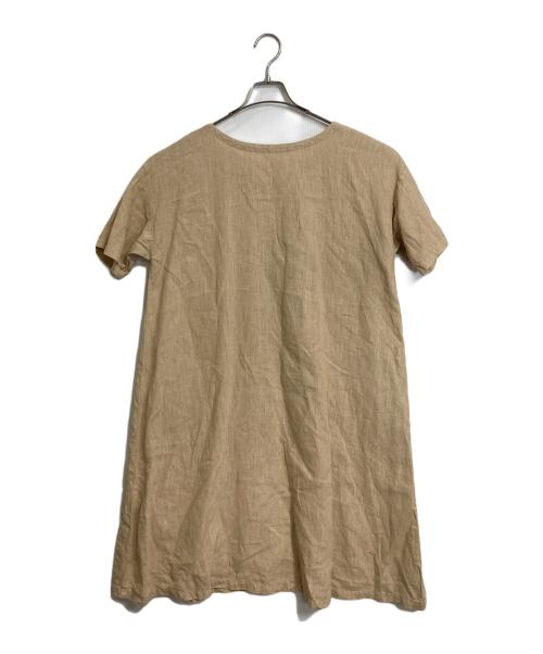 nest Robe（ネストローブ）nest Robe (ネストローブ) リネンワンピース　半袖ワンピース　麻　日本製 ベージュ サイズ:実寸の古着・服飾アイテム