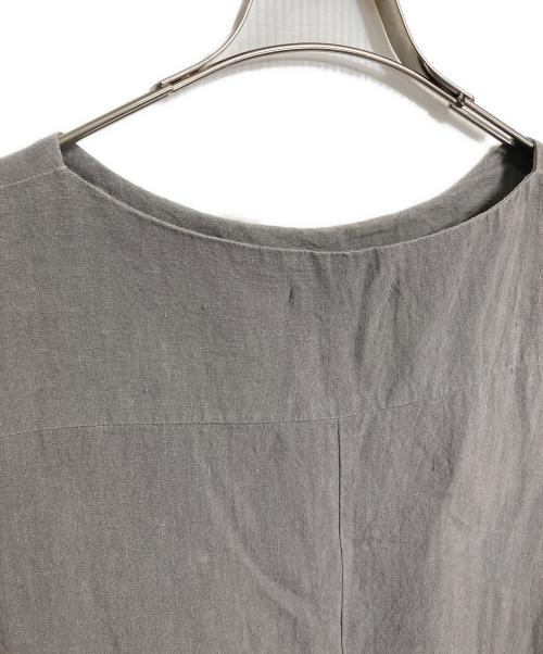 evam eva（エヴァムエヴァ）evam eva (エヴァムエヴァ) リネンワンピース　半袖ワンピース　麻　日本製 グレー サイズ:実寸参照の古着・服飾アイテム
