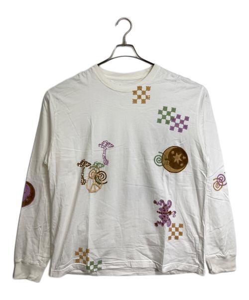 STORY mfg（ストーリーエムエフジー）story mfg (ストーリーエムエフジー) Grateful Tee  長袖カットソー　ロングスリーブカットソー　渦巻き ホワイト サイズ:Lの古着・服飾アイテム