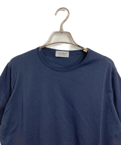 JOHN SMEDLEY（ジョンスメドレー）JOHN SMEDLEY (ジョンスメドレー) 半袖コットンニット ネイビー サイズ:Mの古着・服飾アイテム