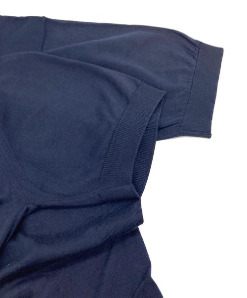 JOHN SMEDLEY（ジョンスメドレー）JOHN SMEDLEY (ジョンスメドレー) 半袖コットンニット ネイビー サイズ:Mの古着・服飾アイテム