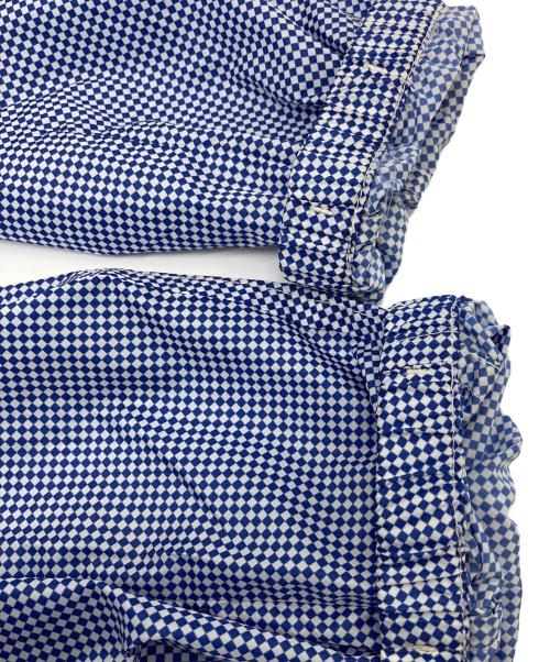 PRADA SPORTS（プラダスポーツ）PRADA SPORTS (プラダスポーツ) チェック切替ナイロンジャケット レッドバーロゴ サイドロゴ　アウター　ライトアウター　国内代理店表記あり ホワイト×ブルー サイズ:46の古着・服飾アイテム