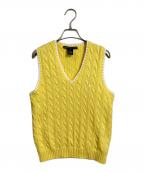 Ralph Lauren GOLFラルフローレン ゴルフ）の古着「ケーブルニットベスト 刺繍ポニー」｜イエロー×ホワイト