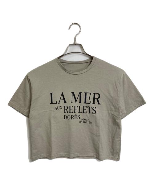 JUSGLITTY（ジャスグリッティー）JUSGLITTY (ジャスグリッティー) クロップドロゴT 半袖カットソー　Tシャツ　Tee ショートトップス ベージュ サイズ:2の古着・服飾アイテム