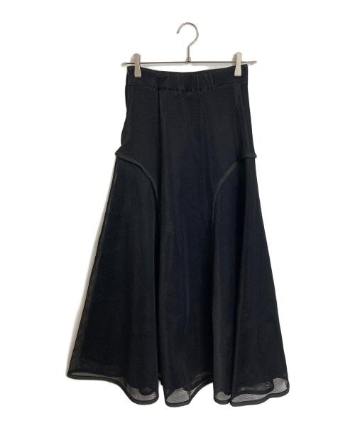 UN3D.（アンスリード）UN3D. (アンスリード) フレアスカート メッシュロングスカート ブラック サイズ:36の古着・服飾アイテム