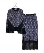 UN3D.アンスリード）の古着「スクエアフラワーニットセットアップ」｜ネイビー