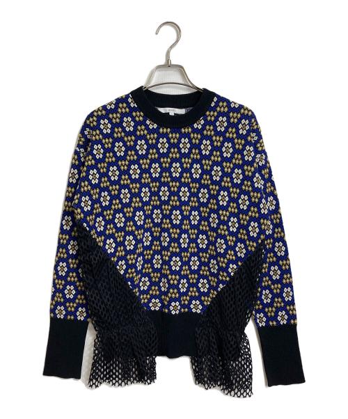 UN3D.（アンスリード）UN3D. (アンスリード) スクエアフラワーニットセットアップ ネイビー サイズ:FREEの古着・服飾アイテム