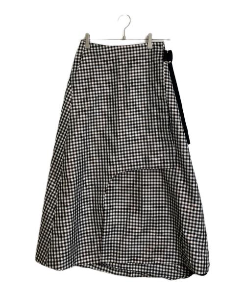 Ujoh（ウジョー）UJOH (ウジョー) ラップスカート　巻きスカート　ギンガムチェック ホワイト×ブラック サイズ:2の古着・服飾アイテム