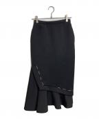 UN3D.アンスリード）の古着「ロングスカート マーメイドスカート ホワイトステッチデザイン」｜ブラック