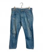 Wrangler×Ron Hermanラングラー×ロンハーマン）の古着「別注クロップドデニムパンツ　ダメージデニム」｜スカイブルー