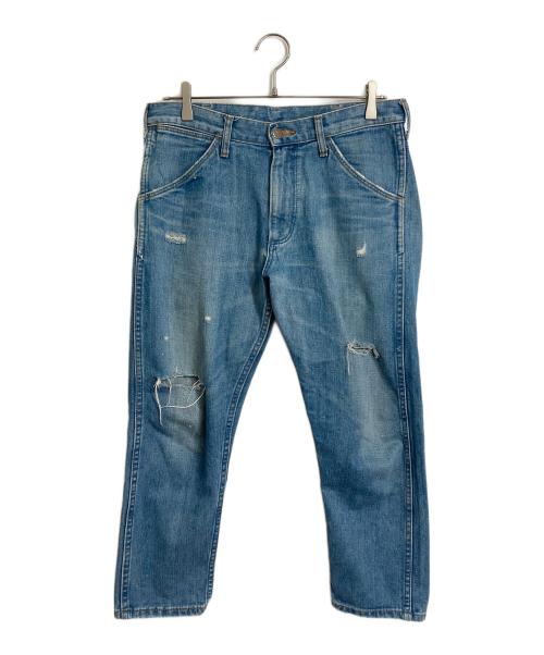 Wrangler（ラングラー）Wrangler (ラングラー) Ron Herman (ロンハーマン) 別注クロップドデニムパンツ　ダメージデニム スカイブルー サイズ:Mの古着・服飾アイテム