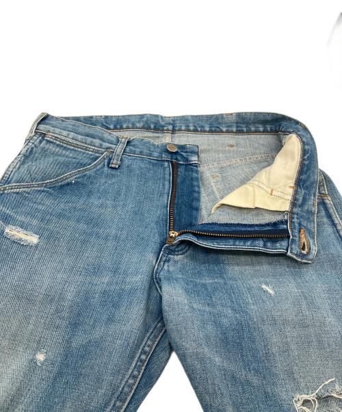 Wrangler（ラングラー）Wrangler (ラングラー) Ron Herman (ロンハーマン) 別注クロップドデニムパンツ　ダメージデニム スカイブルー サイズ:Mの古着・服飾アイテム