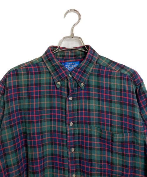 COUNTRY TRADITIONALS BY PENDLETON（ペンドルトン）COUNTRY TRADITIONALS BY PENDLETON (ペンドルトン) 【古着】　ボタンダウンチェックシャツ　USA製　カントリートラディショナルズ グリーン サイズ:Lの古着・服飾アイテム