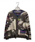 OLLEBOREBLAアルベロベロ）の古着「ブタさんモチーフ刺繍カーディガン　ブタさん　総柄　日本製」｜ブラウン