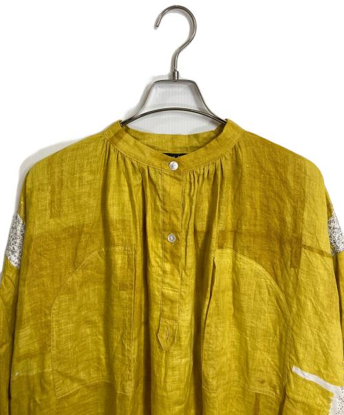 atelier to nani iro（アトリエ トゥ ナニイロ）atelier to nani iro (アトリエ トゥ ナニイロ) リネンワンピース バンドカラー ロングスリーブワンピース イエロー サイズ:Fの古着・服飾アイテム