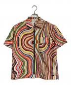 Paul Smith Londonポールスミスロンドン）の古着「幾何学柄ジップアップシャツ　ジップシャツ　半袖シャツ　総柄」｜マルチカラー