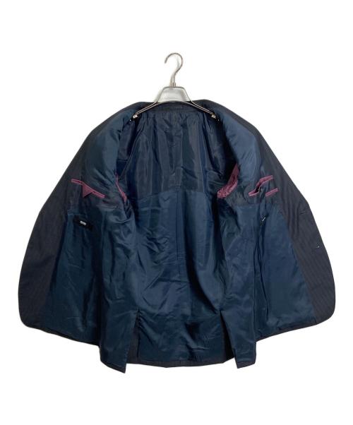 BOSS HUGO BOSS（ボス ヒューゴボス）BOSS HUGO BOSS (ボス ヒューゴボス) セットアップストライプスーツ　 super 110’S グレー×ネイビー サイズ:50の古着・服飾アイテム