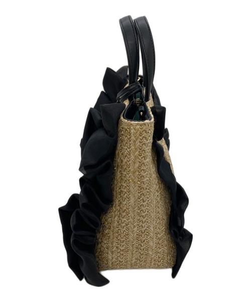 DIANA（ダイアナ）DIANA (ダイアナ) ハンドバッグ/フリルカゴバッグ　2WAYバッグ ベージュ×ブラック サイズ:実寸参照の古着・服飾アイテム