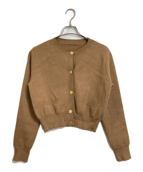 Noble（ノーブル）Noble (ノーブル) ダブル編みショートカーデ カーディガン ブラウン サイズ:実寸参照の古着・服飾アイテム