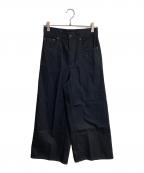 woadblueウォードブルー）の古着「ワイドデニムパンツ WIDE DENIM ジップフライデニムパンツ 5P」｜ブラック