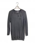 DIESELディーゼル）の古着「ダメージ加工スウェットワンピース　ビジュー付きワンピース」｜グレー