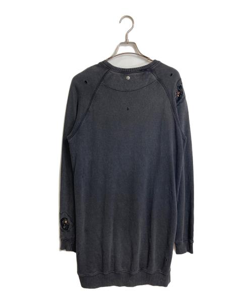 DIESEL（ディーゼル）DIESEL (ディーゼル) ダメージ加工スウェットワンピース　ビジュー付きワンピース グレー サイズ:Sの古着・服飾アイテム