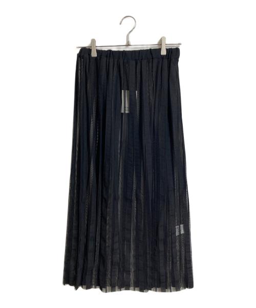 NOMBRE IMPAIR（ノンブルアンペール）NOMBRE IMPAIR (ノンブルアンペール) バンプメッシュストライプ タックスカート ブラック サイズ:FREE 未使用品の古着・服飾アイテム