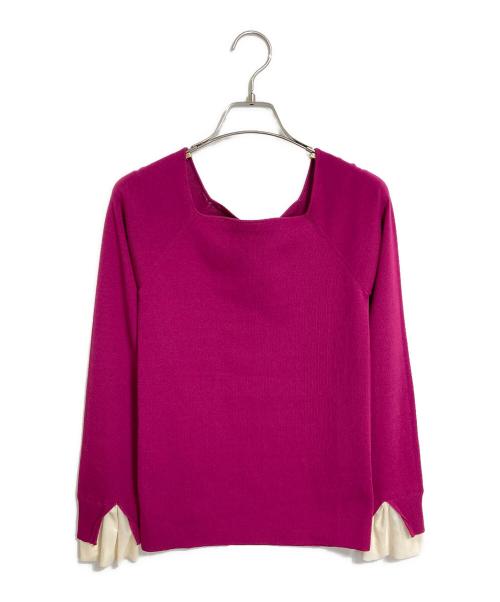 BEATRICE（ベアトリス）BEATRICE (ベアトリス) スクエアネックニット　チュールニット ピンク サイズ:38 未使用品の古着・服飾アイテム
