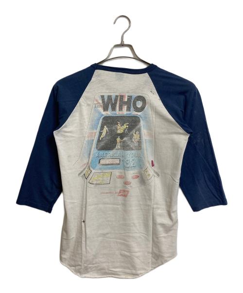 THE KNiTS（ザ ニッツ）THE KNiTS (ザ ニッツ) 【古着】The WHOバンドTシャツ　ラグランT 両面プリント　AMERICAN TOUR '82 80年代 1982 LFS-S/R CO ホワイト×ネイビー サイズ:Lの古着・服飾アイテム