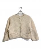 Mila Owenミラオーウェン）の古着「パイル編みショート丈金釦ニットジャケット　アウター　パールボタン」｜ベージュ