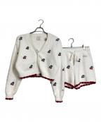 gelato piqueジェラートピケ）の古着「チェリー柄ジャガードカーディガン&ショートパンツセット　ジェラピケ　パジャマ」｜ホワイト