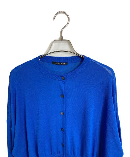 mizuiro-ind（ミズイロインド）mizuiro-ind (ミズイロインド) クルーネックショートカーディガン ブルー サイズ:実寸参照の古着・服飾アイテム