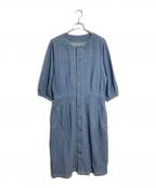 i+muイム）の古着「リネンワンピース　フロントボタンワンピース」｜ブルー