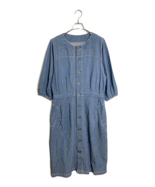 i+mu（イム）i+mu (イム) リネンワンピース　フロントボタンワンピース ブルー サイズ:40の古着・服飾アイテム