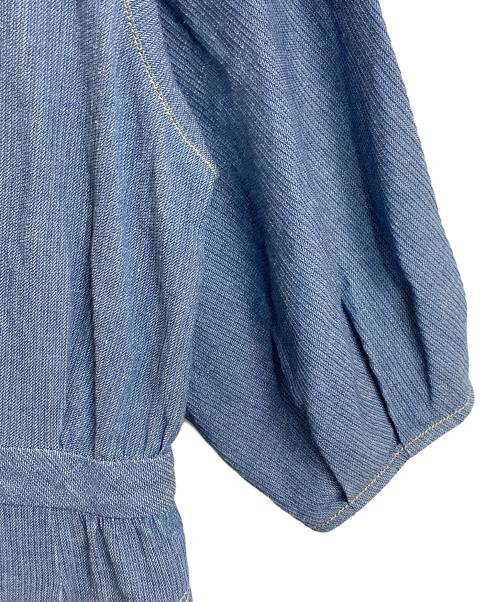 i+mu（イム）i+mu (イム) リネンワンピース　フロントボタンワンピース ブルー サイズ:40の古着・服飾アイテム