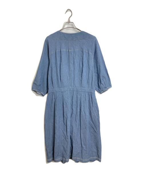 i+mu（イム）i+mu (イム) リネンワンピース　フロントボタンワンピース ブルー サイズ:40の古着・服飾アイテム