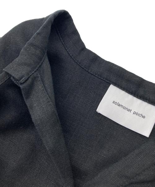 solamonat poche（ソラモナ ポッシェ）solamonat poche (ソラモナ ポッシェ) リネンワンピース　ロングワンピース　麻 ブラック サイズ:実寸参照の古着・服飾アイテム